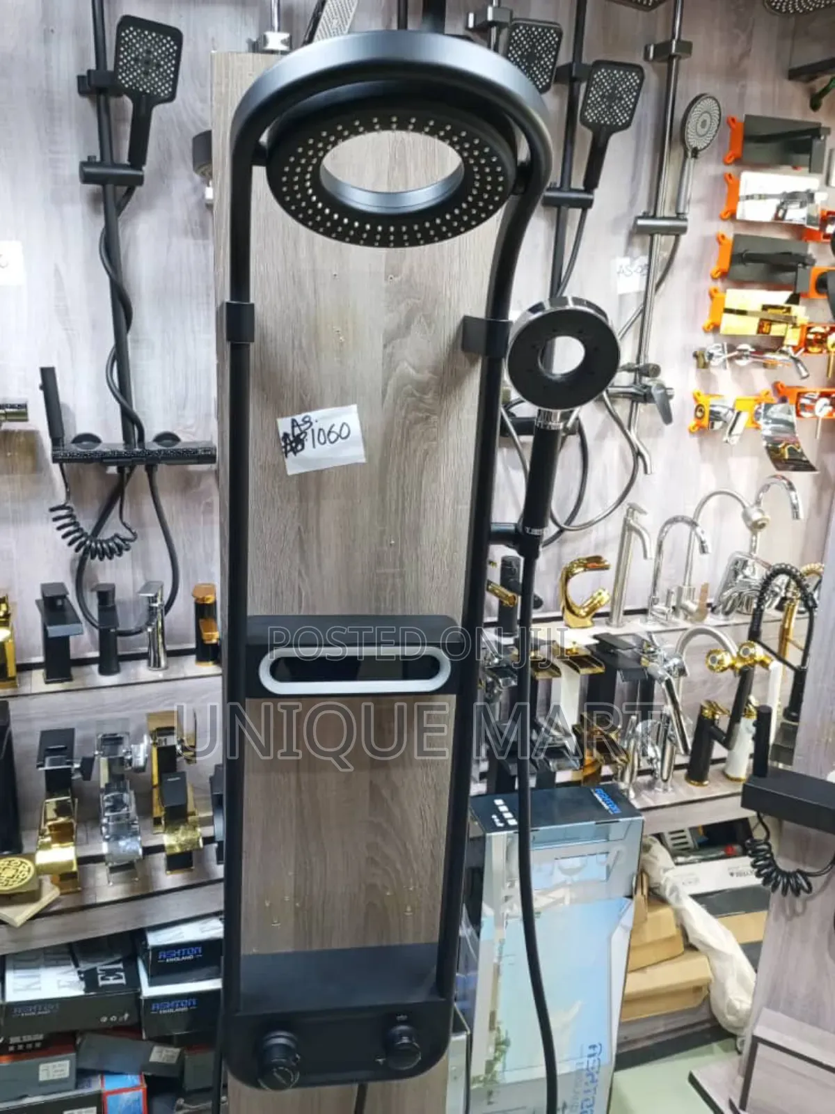Black Premium Rainfall Shower System Features a Digital Led Display