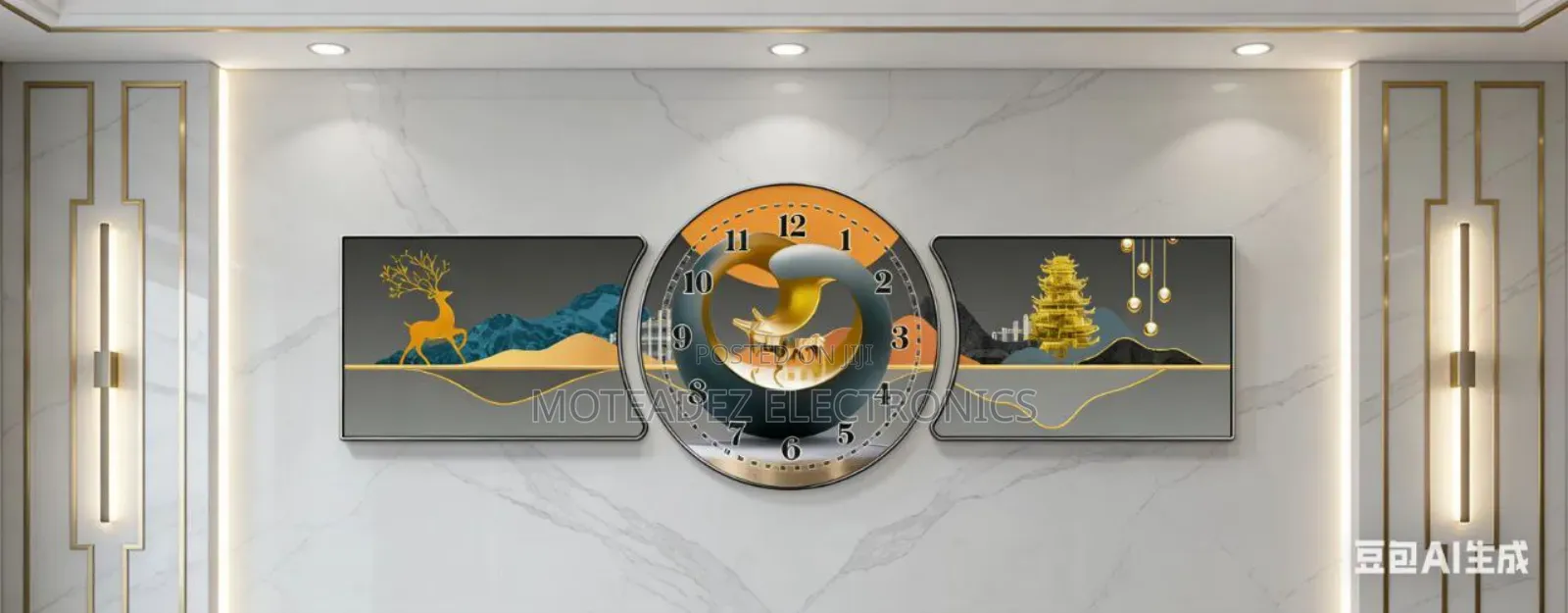 High Quality 3in1 Exquisite Designs Acrylic Frame Wall Clock