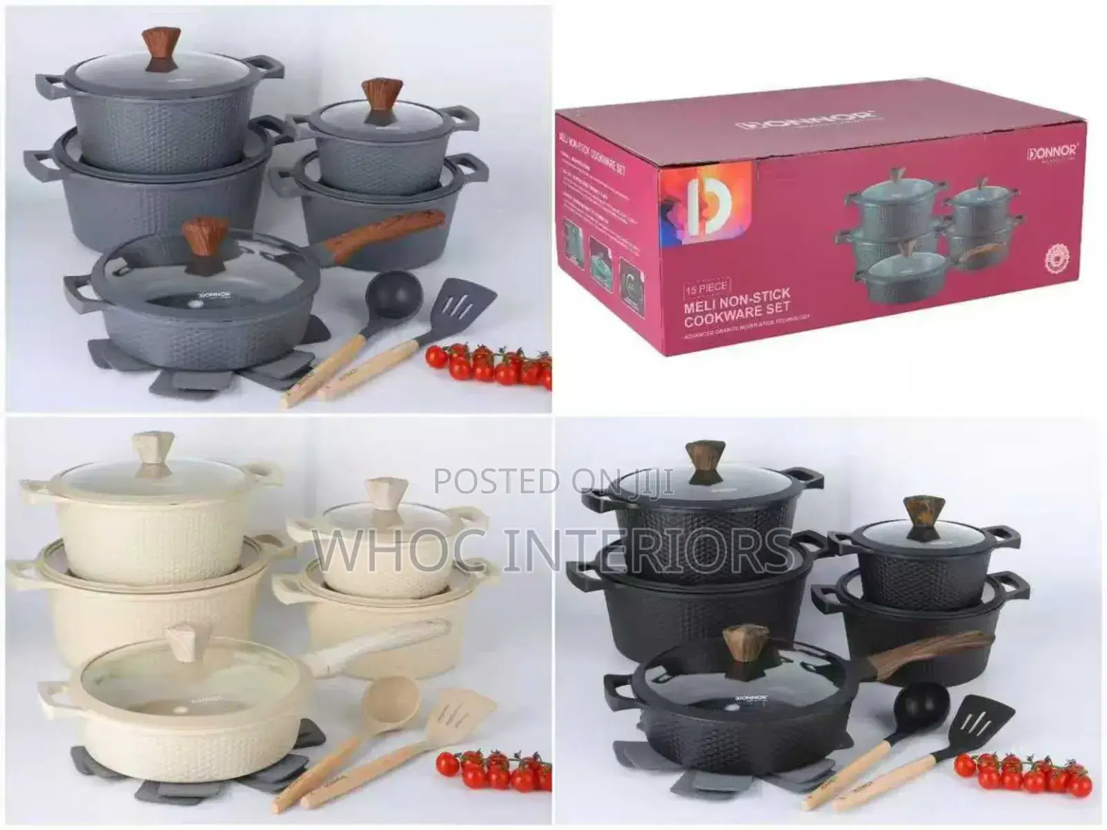 Meli 15-PCS Berry Granite Pot/Cookware Set