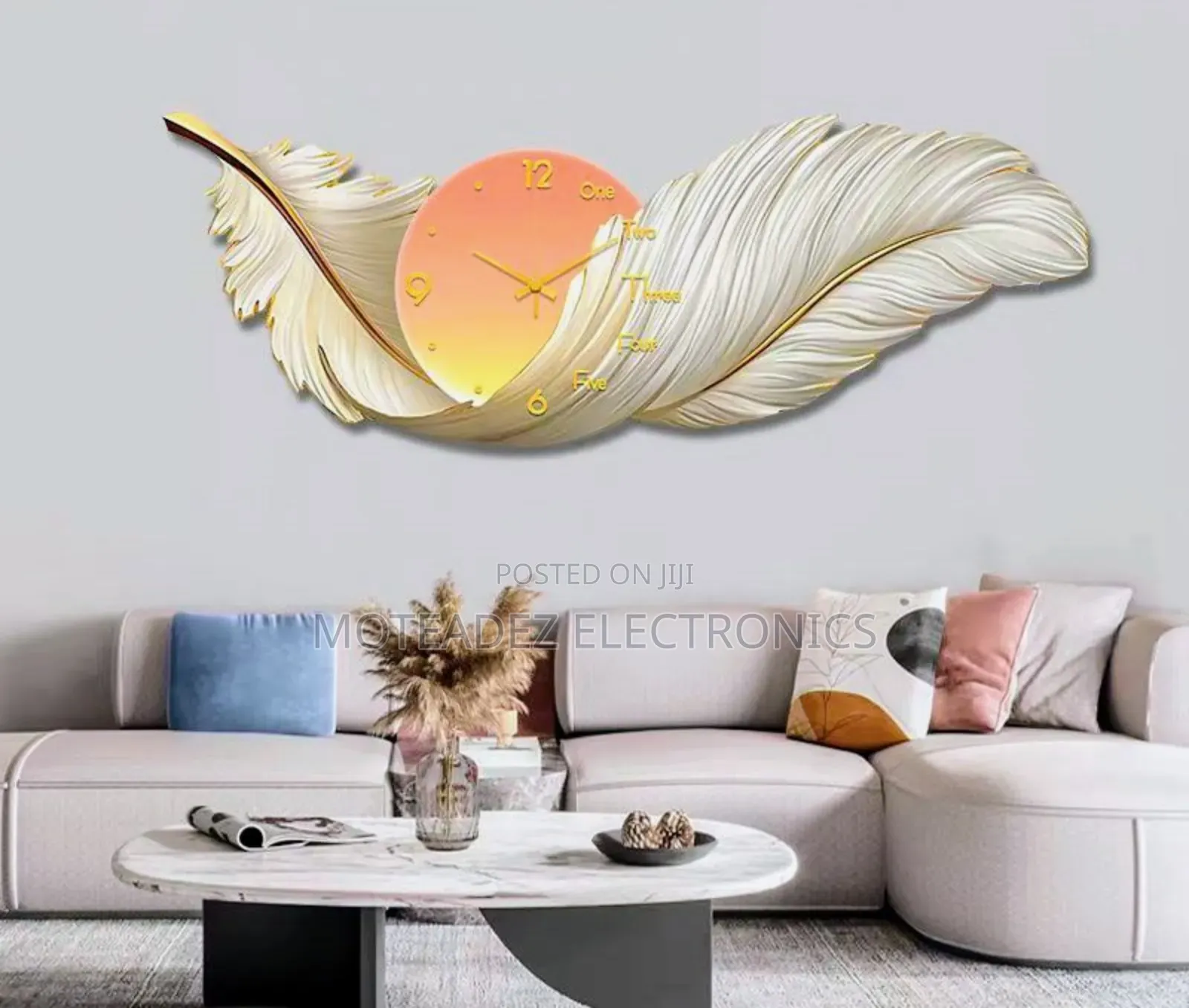 30by80cm 40by80cm High Quality Acrylic Frame Feather Wall Clock