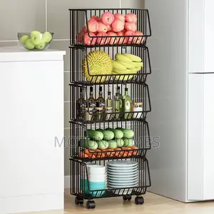 5 Layers Removable Vegetable Rack, Steel Snack Shelf With Wheels