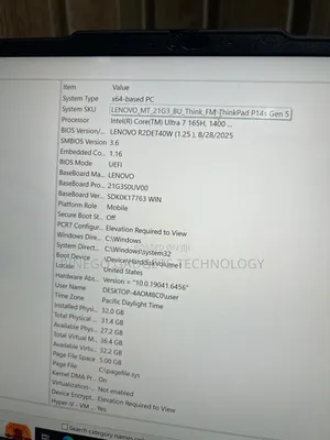 Laptop Lenovo Thinkpad P14s 32GB Intel Core Ultra 7 SSD 1T