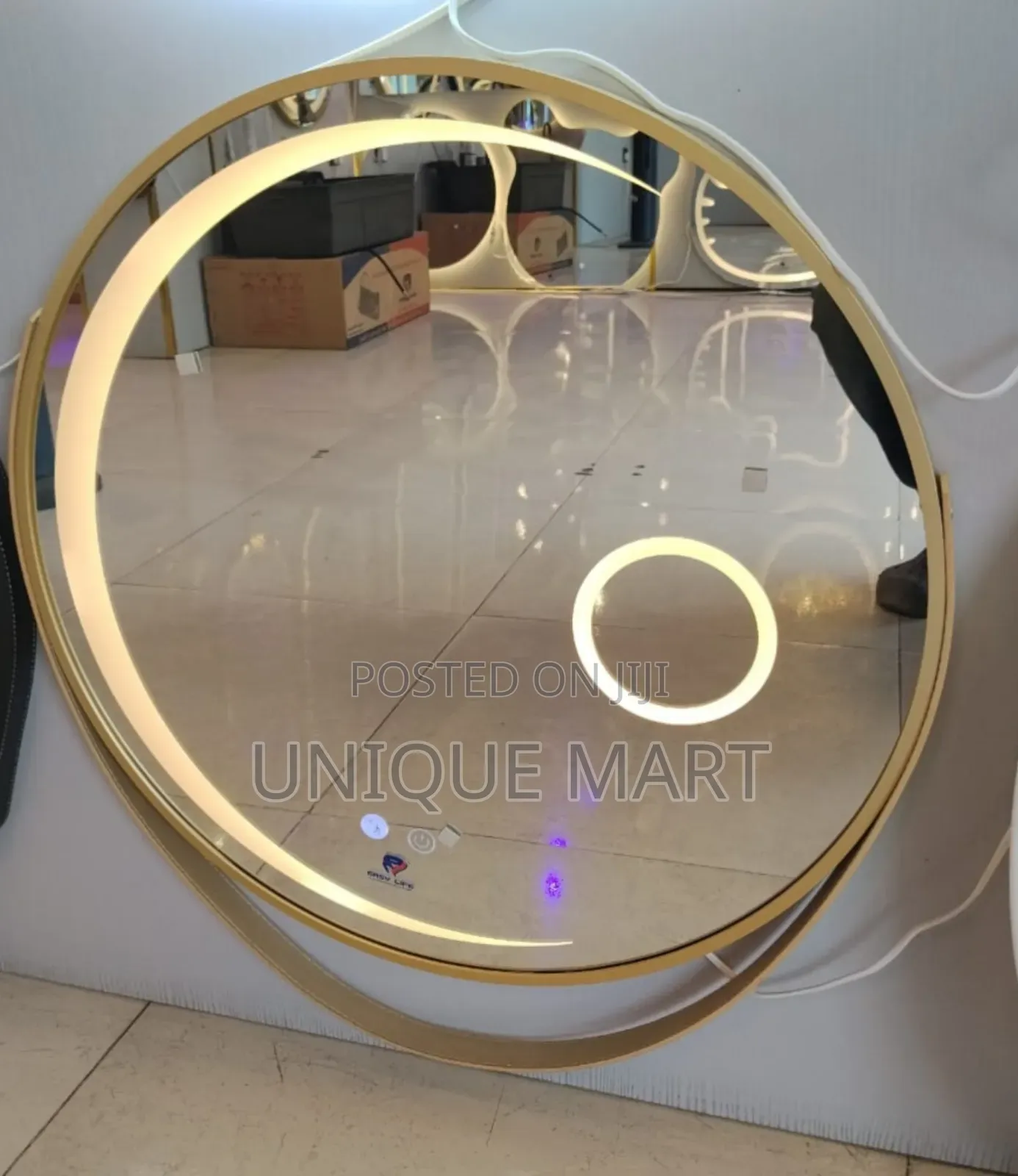 60 by 60cm Round Framed Sensor Mirror With 3 Led Light Display
