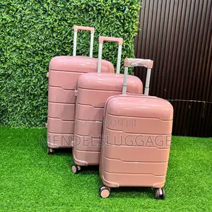 3-in-1 Pink Hard Shell Travel Luggage Set With Spinner Wheels