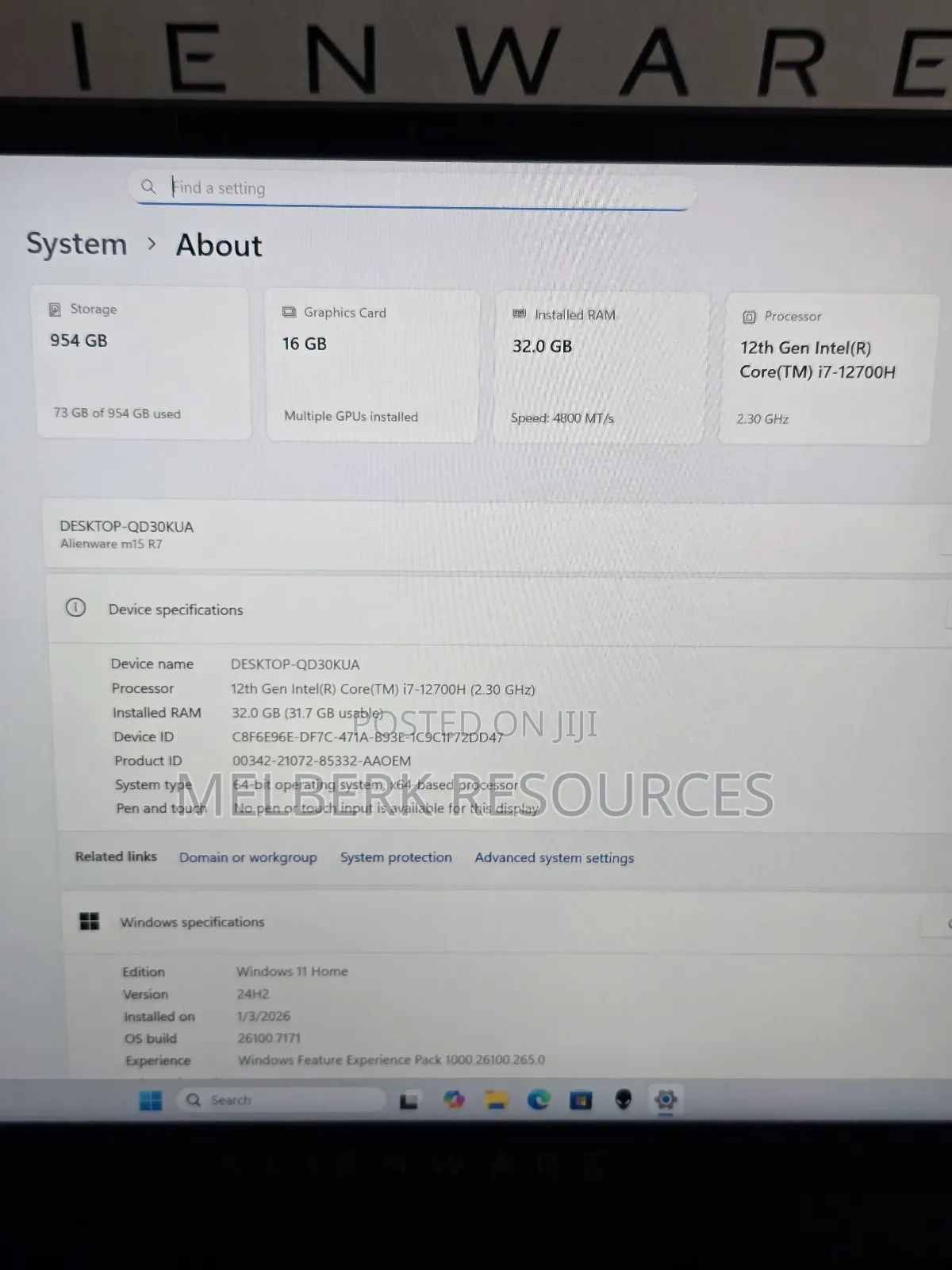 Laptop Dell Alienware M15 R7 32GB Intel Core i7 SSD 1T
