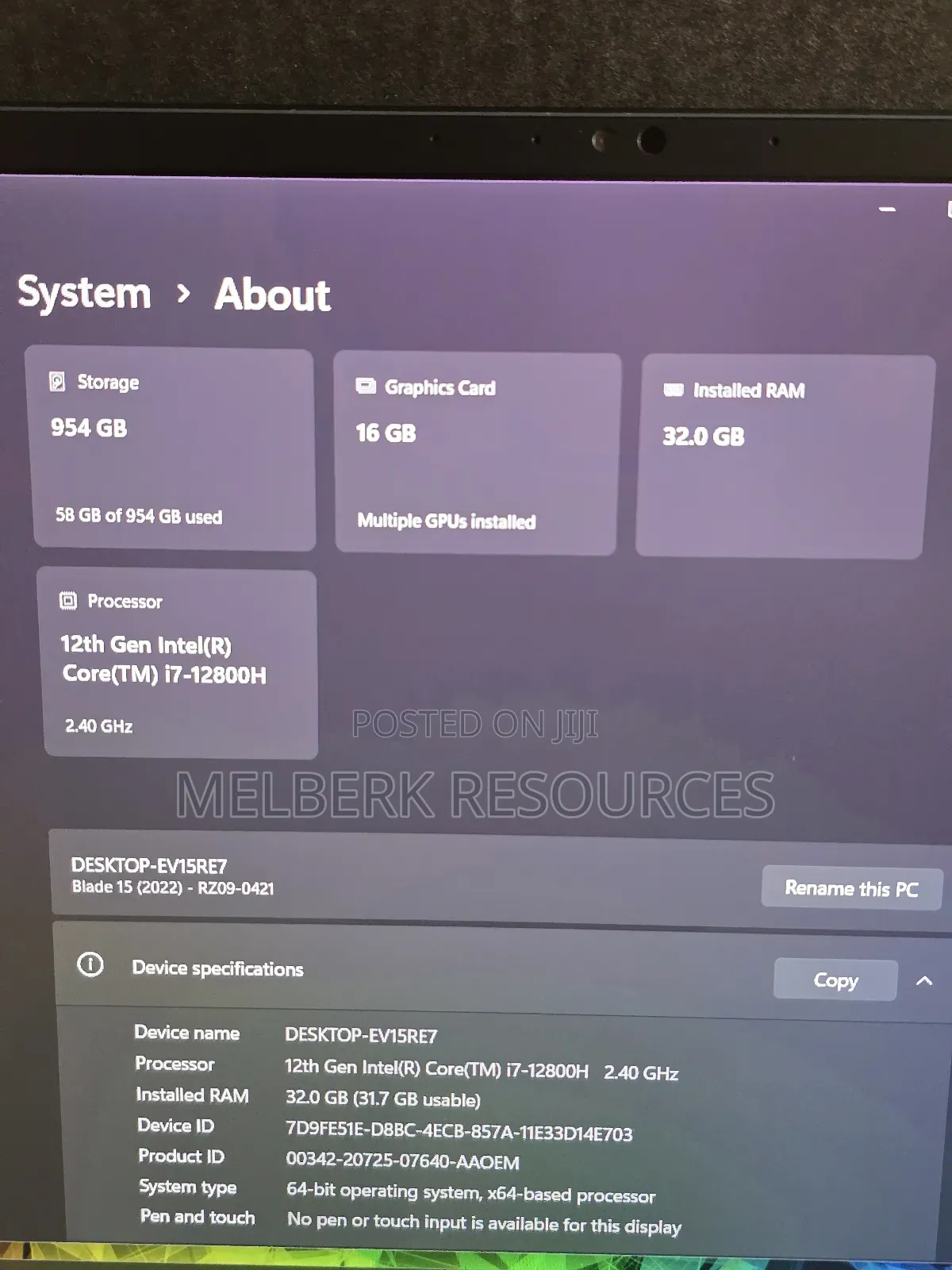 Laptop Razer Blade 32GB Intel Core i7 SSD 1T