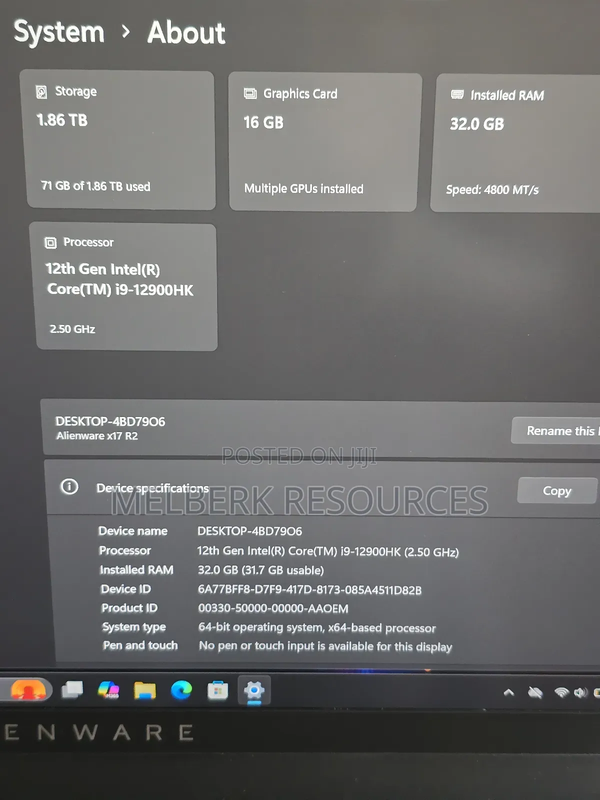 Laptop Dell Alienware X17 R2 32GB Intel Core i9 SSD 2T