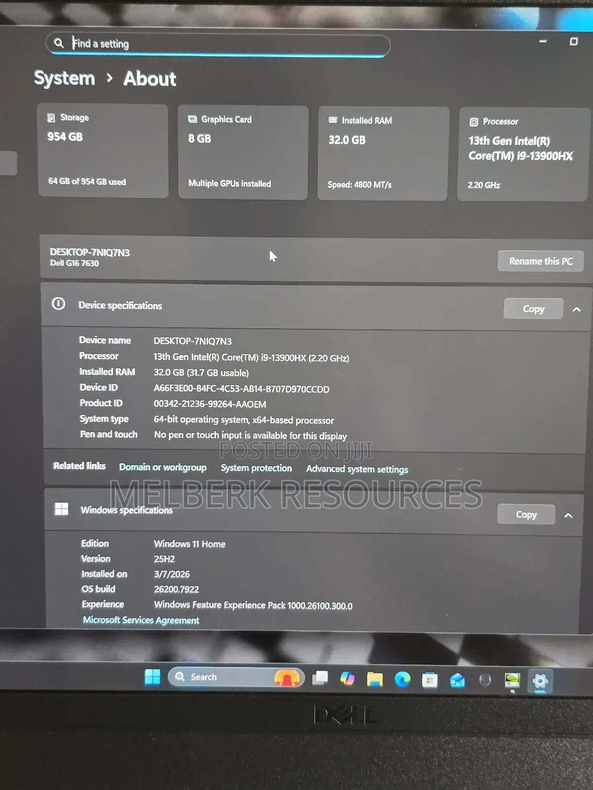 Laptop Dell G16 7630 32GB Intel Core i9 SSD 1T