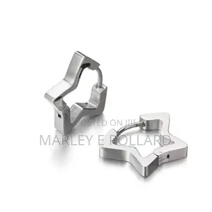 Steel Star Hoops Earrings Silver Hoop Earring