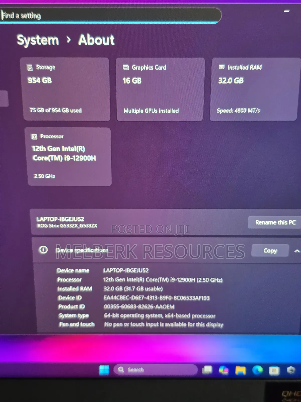 Laptop Asus ROG Strix SCAR 15 32GB Intel Core i9 SSD 1T
