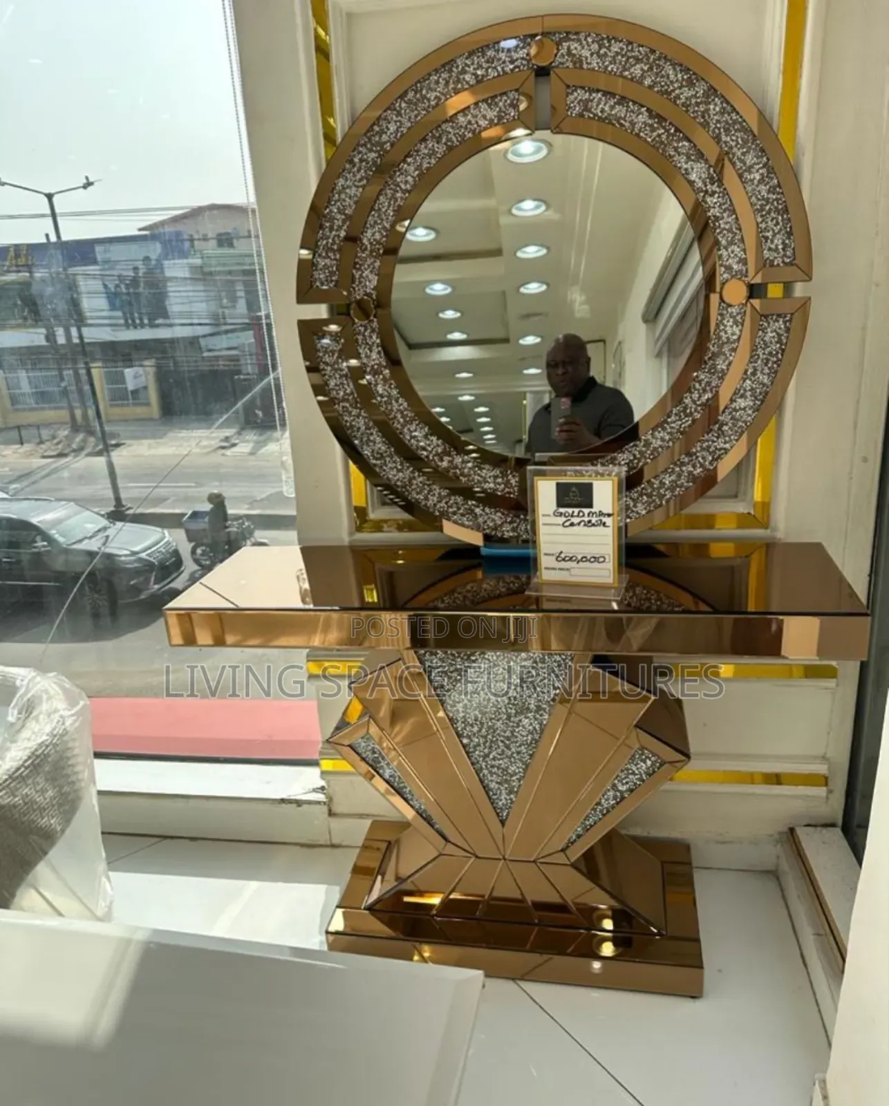 Contemporary Console Mirror Set