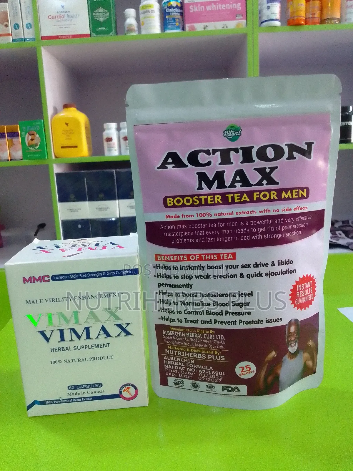 Vimax Capsules+Action Max Booster Tea for Men:For Erectile Dysfunction