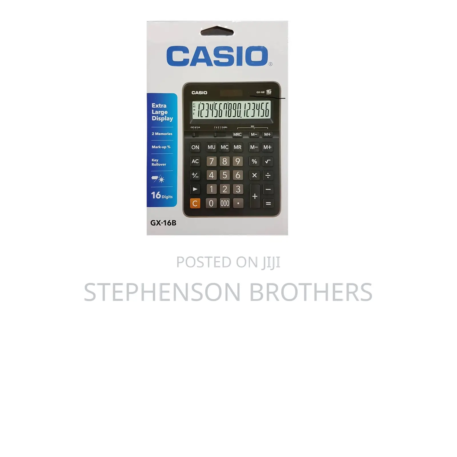Casio Gx-16bk Desktop Calculator 16 Digit Extra Large Display