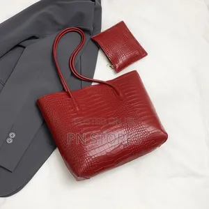 Crocodile Embossed Shoulder Tote Bag With Inner Pouch