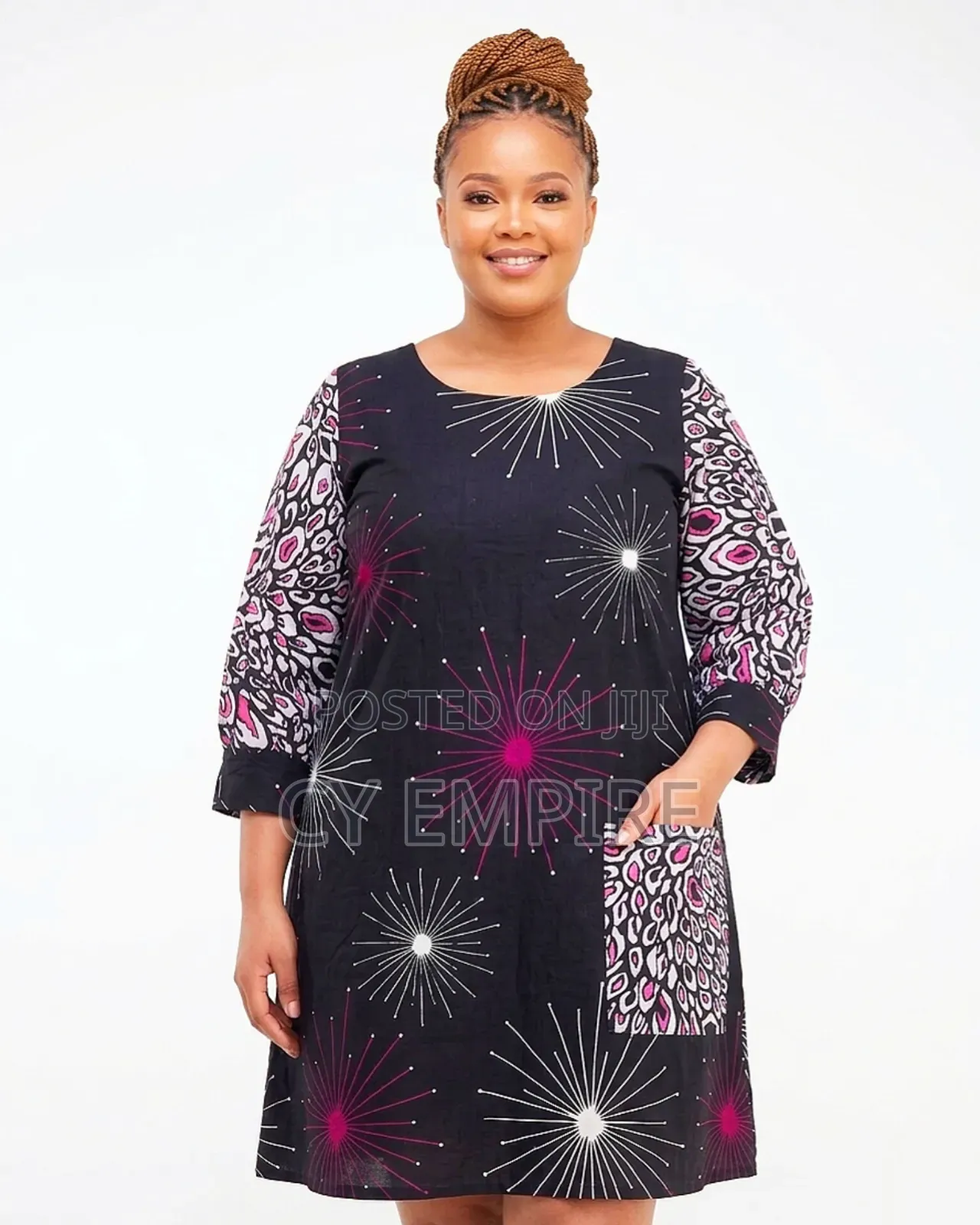 Knee Length Ankara Mix Dress