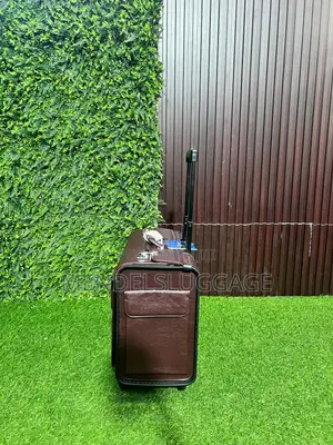 Premium Leather Pilot Case Trolley Bag With Wheels – Brown Business