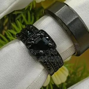 Set of Black Wedding Ring Blk0003 - Black