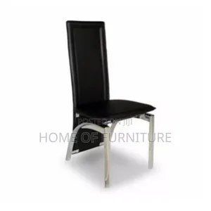 Black Dining Chair Modern Leather Chair Strong Metal