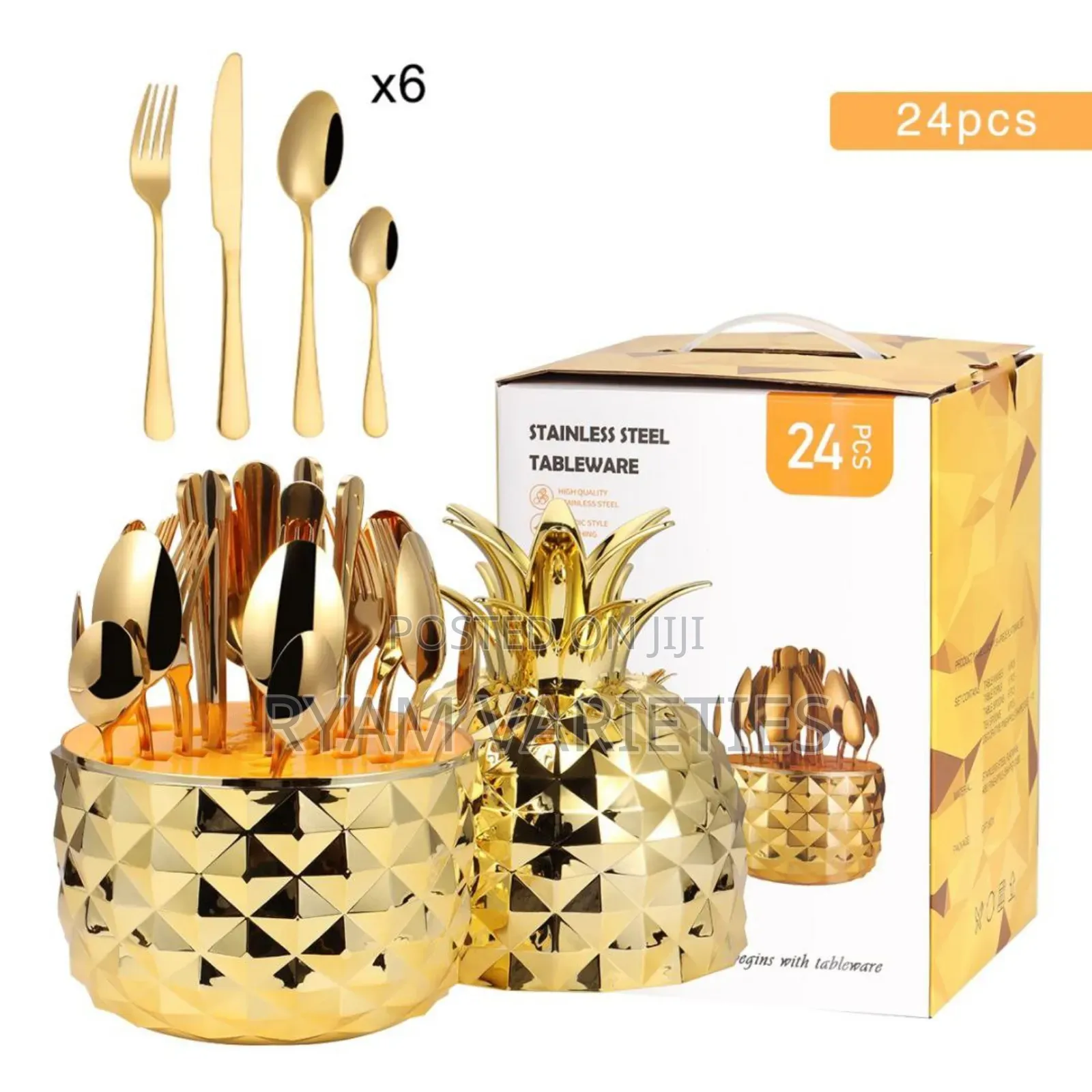 24pcs Pineapple Shaped Cutlery Set