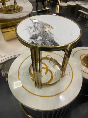Luxury Marble Top Side Table With Gold Stainless Steel Frame – Modern
