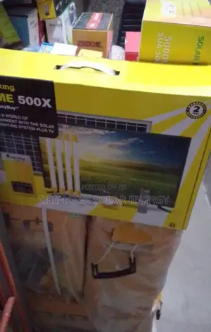 Sun King Home 500x Solar Home System, Which Includes a Television Set