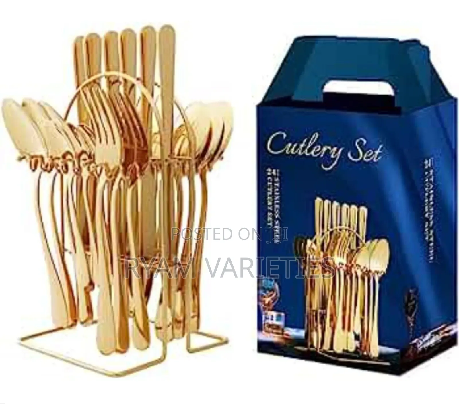 24pcs Gold Spoon Cutlery Set