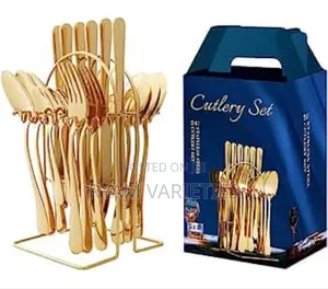 24pcs Gold Spoon Cutlery Set