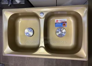 Italy Double Bowl Kitchen Sink Stainless Steel Gold Finish
