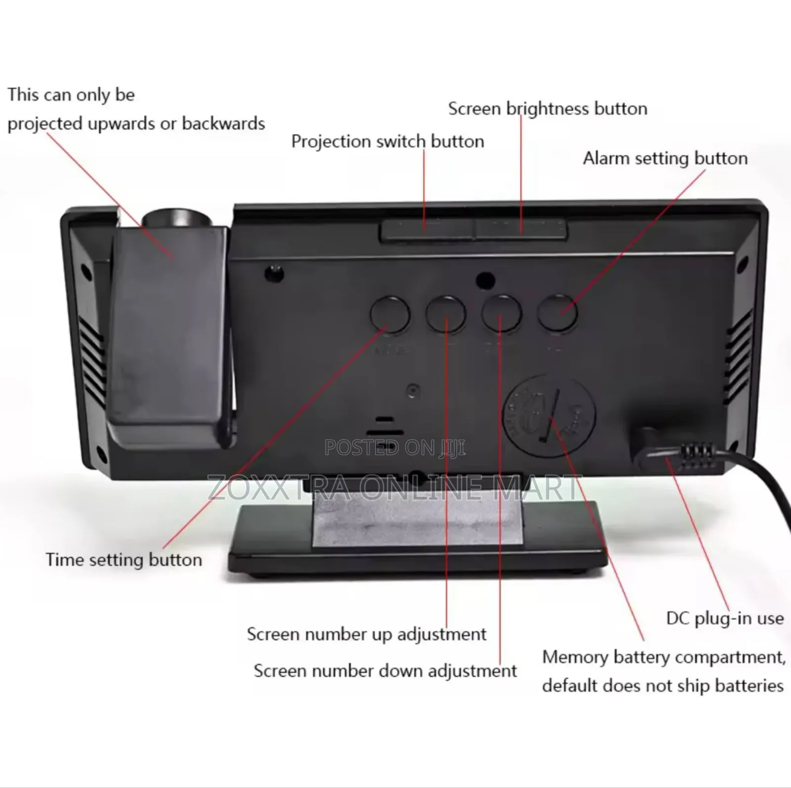 180° Led Projection Alarm Clock