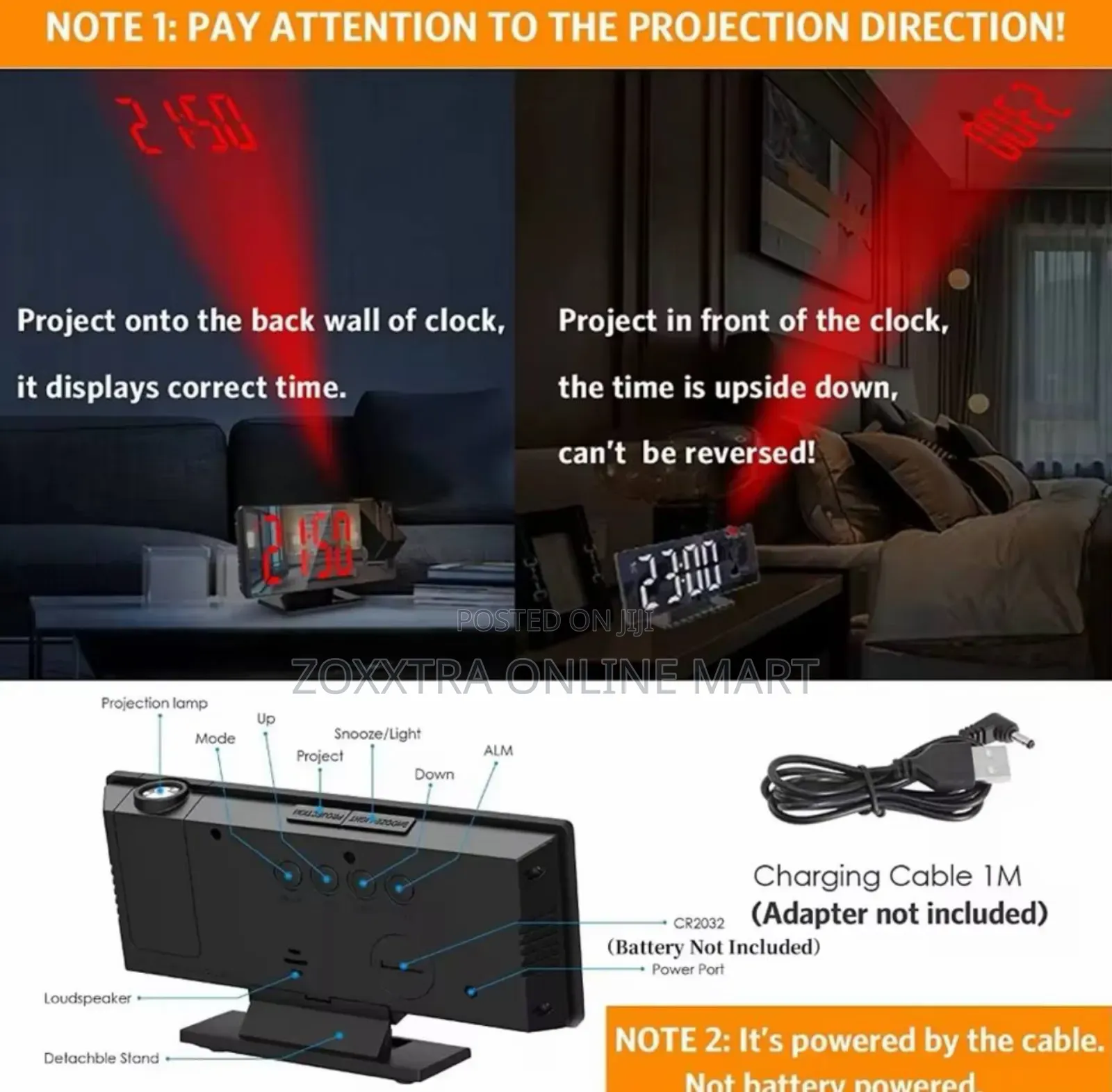 180° Led Projection Alarm Clock