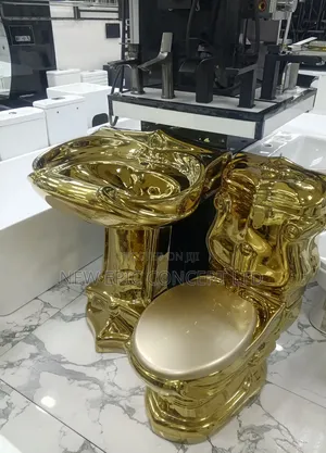 Executive Master Gold Toilet Seat With Wash Hand Basin