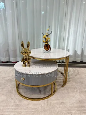 2 in 1 Marble Center Table With Drawer