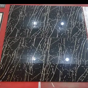 High Quality 60x60 Floor Tiles Black And Gold Line Designs