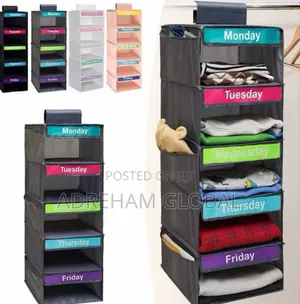 Weekly Label 5-Shelf Storage Hanging Bag Multi-Purpose Wall Organizer