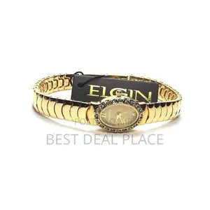 Elgin Women Oval Gold Crystal Analog Adjustable Watch Original From Us
