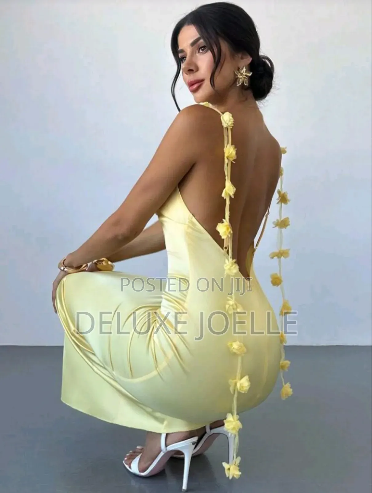 3d Floral Camisole Backless Dress