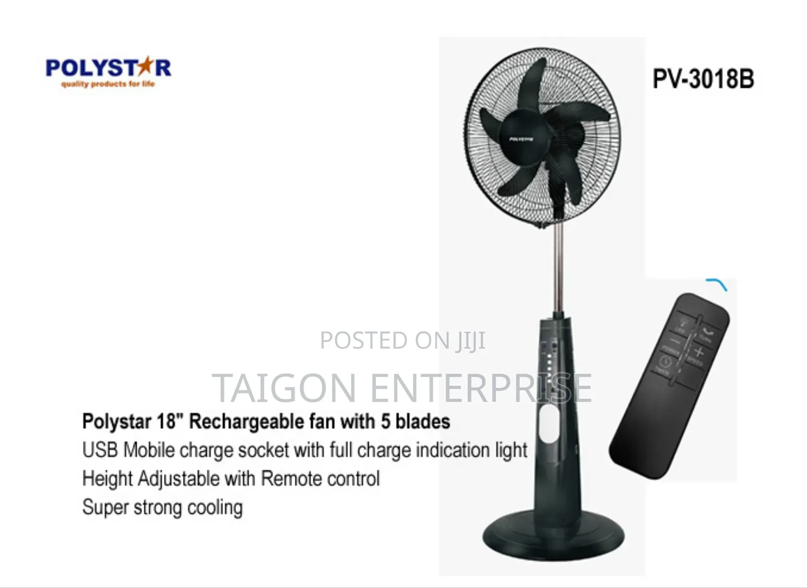 Polystar 18' Rechargeable Fan