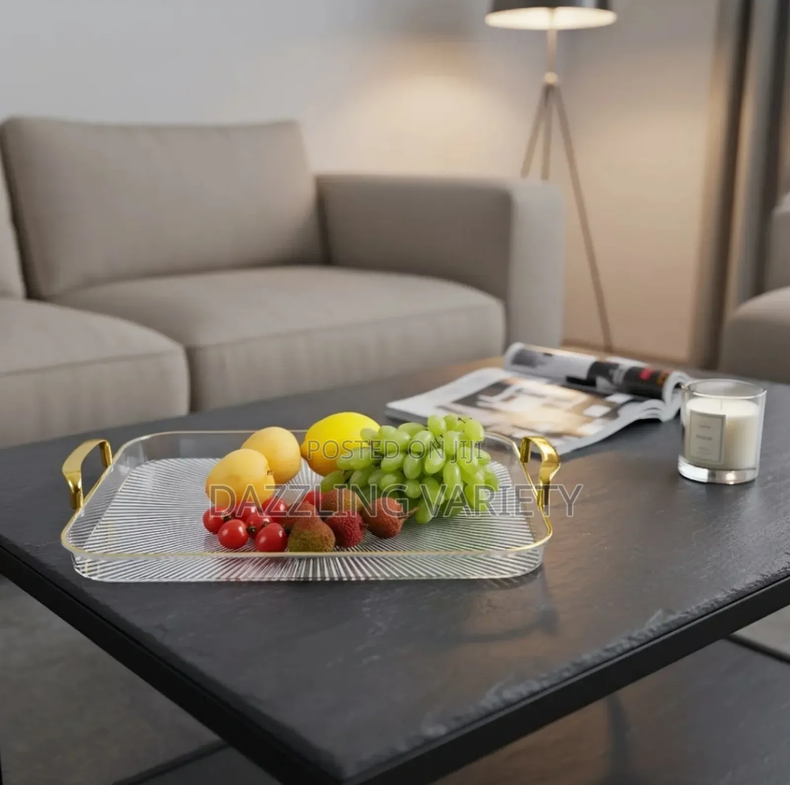 3-in-1 Acrylic Serving Tray for Kitchen, Dining Room Etc