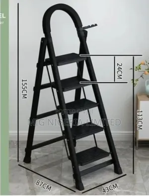 5 Step Ladder Anti-skid Strong Metal Black Colour For Home, Office