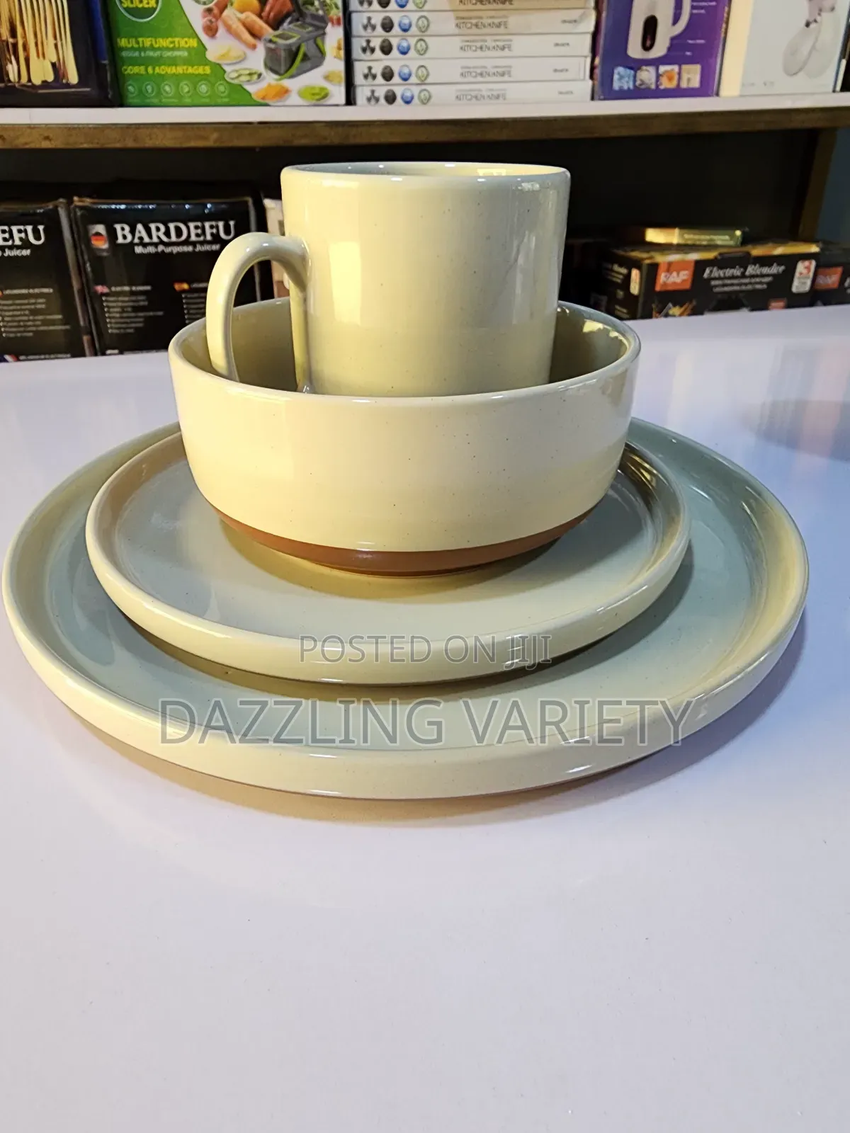 16pieces Cream and Brown Ceramic Dinner Set