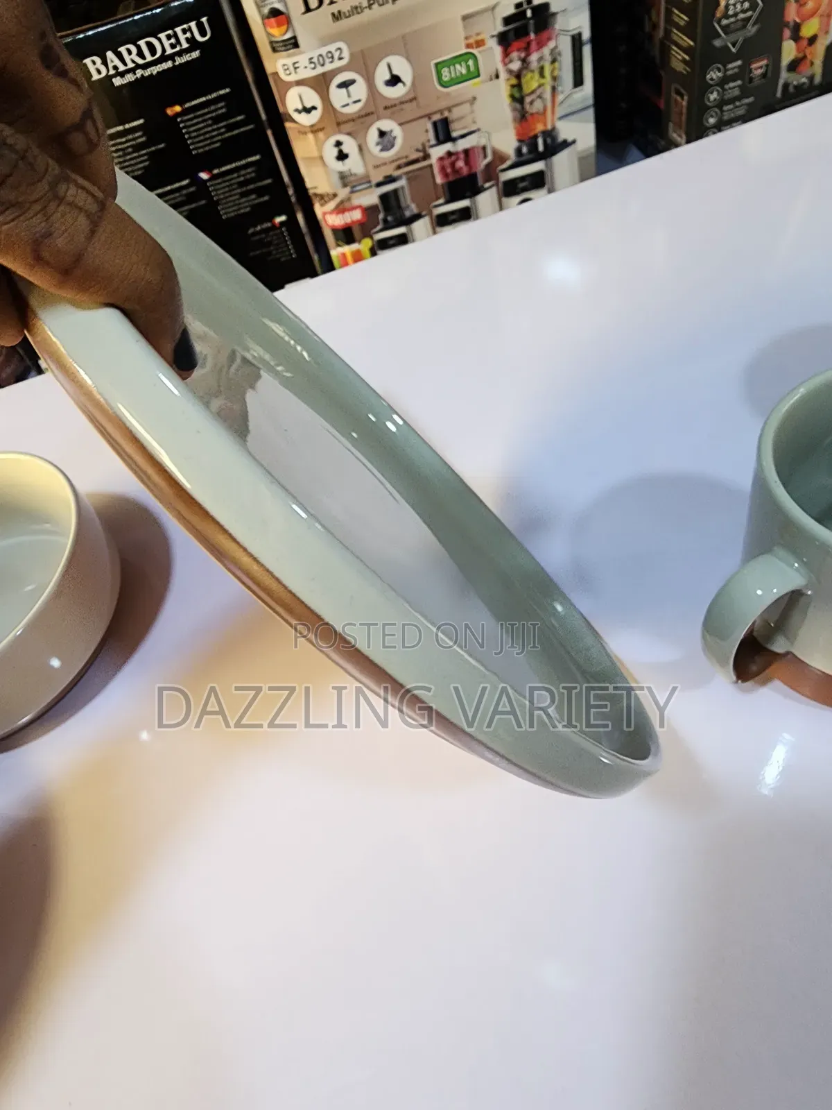 16pieces Cream and Brown Ceramic Dinner Set