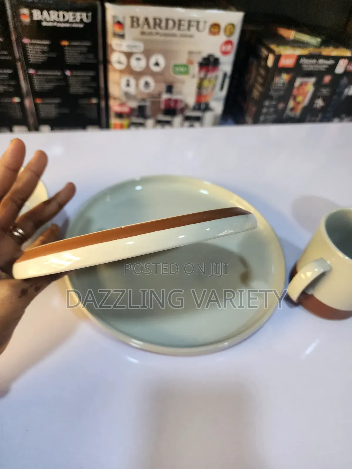 16pieces Cream and Brown Ceramic Dinner Set
