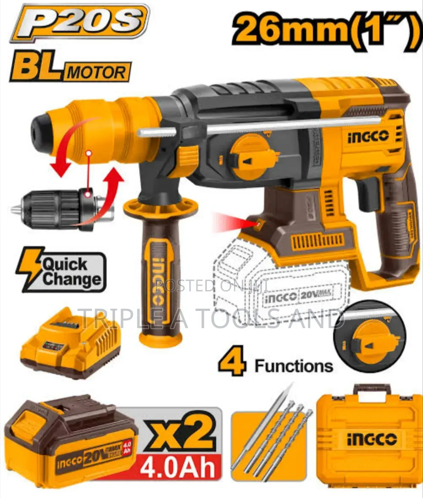 Ingco Cordless Rotary Hammer 20v
Product Code: 