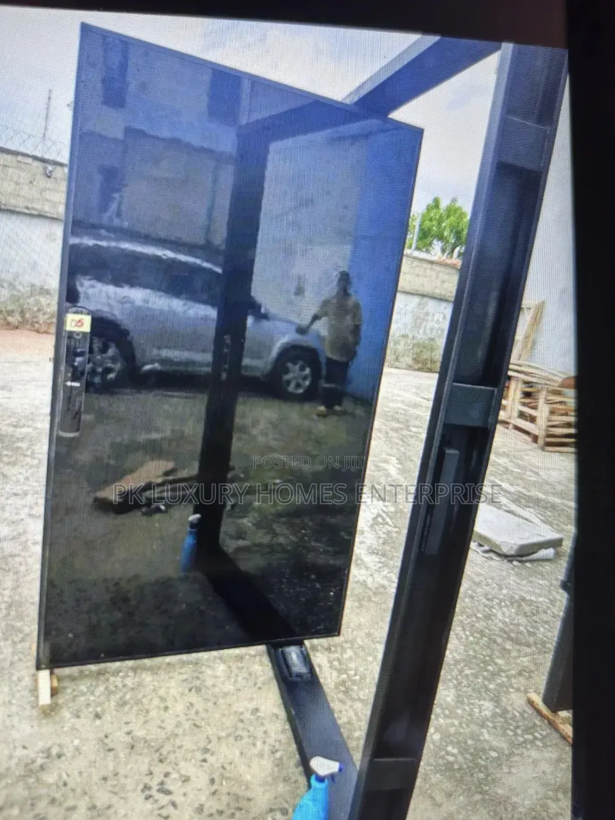 4ft by 7ft Standard Quality Black Pivot Door With Automatic Smart Lock ...