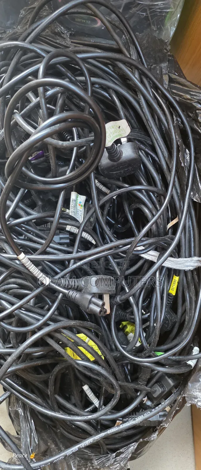 Original 3-Pin Power Cable for Laptop and Desktop Computers