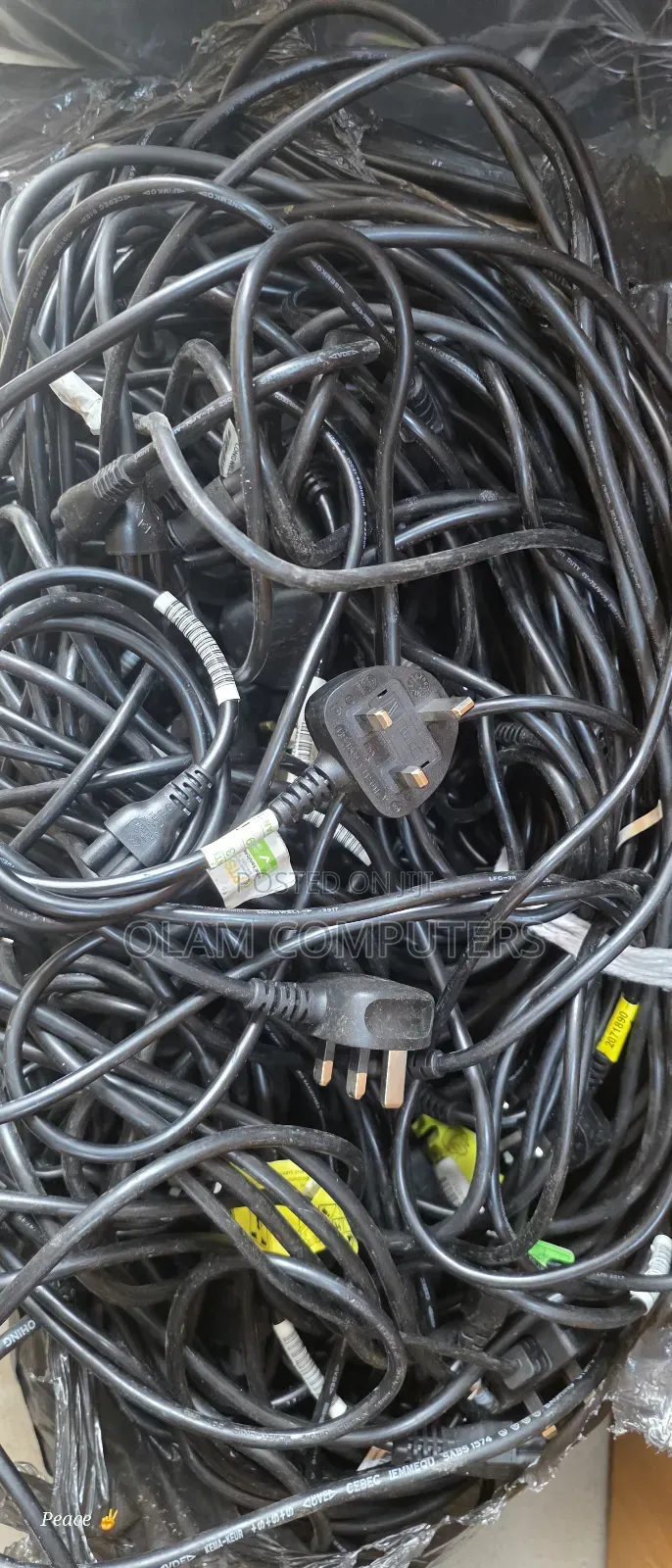 Original 3-Pin Power Cable for Laptop and Desktop Computers