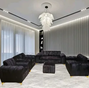Set of 7 Seaters Fabric Sofa Chairs With Glass Table. Ab08
