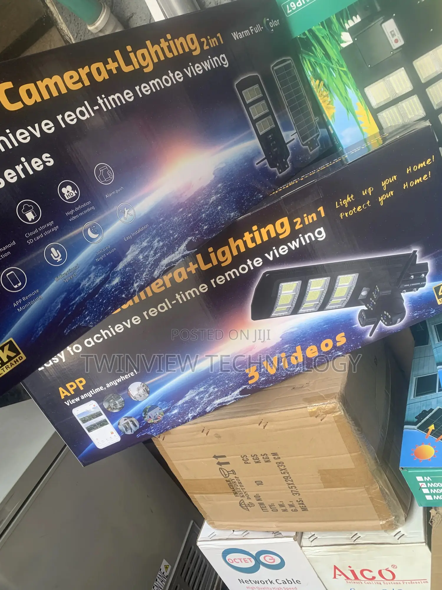 Solar Streetlight V380pro ()Ai PTZ 3lens Camera