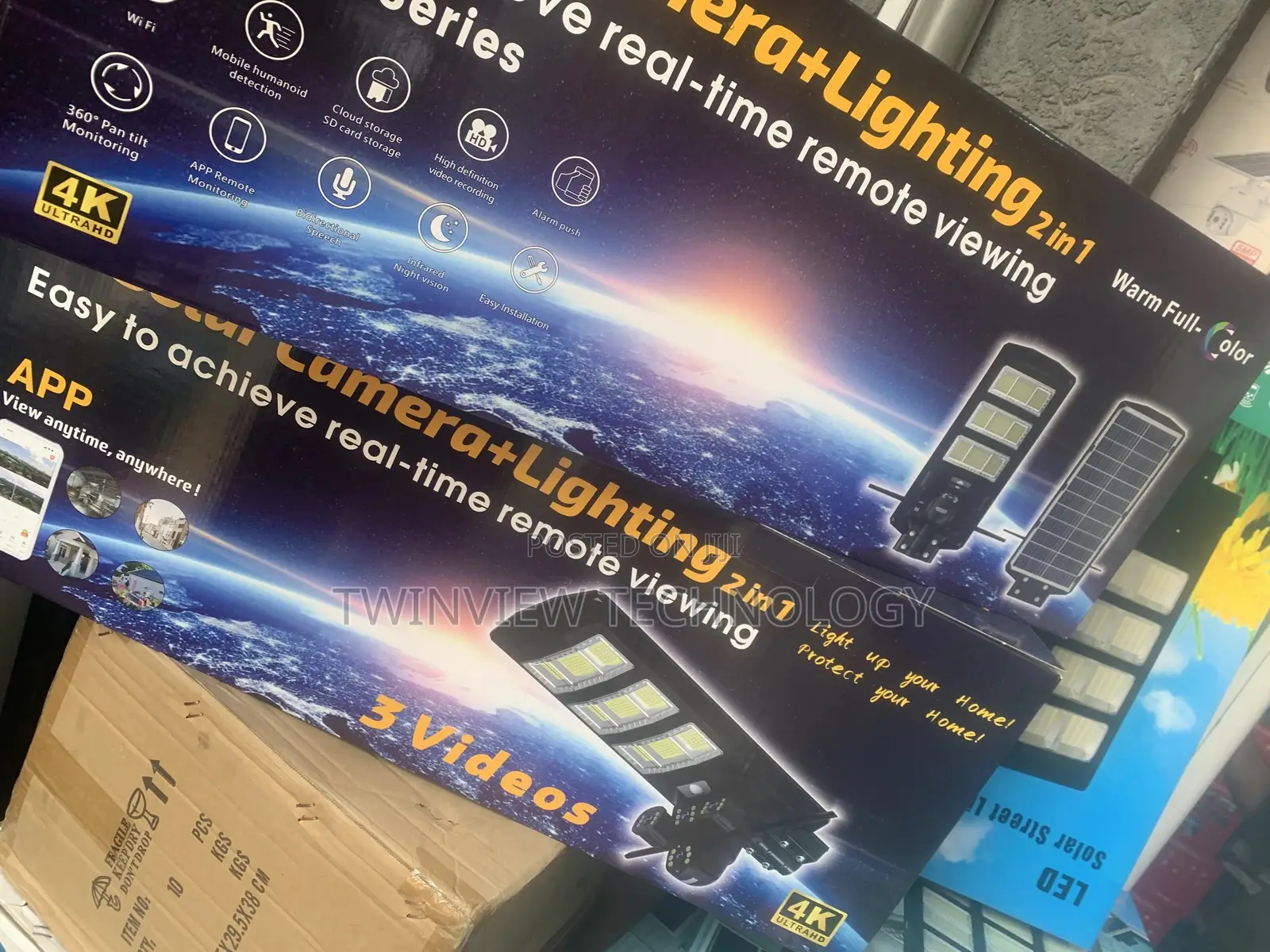 Solar Streetlight V380pro ()Ai PTZ 3lens Camera