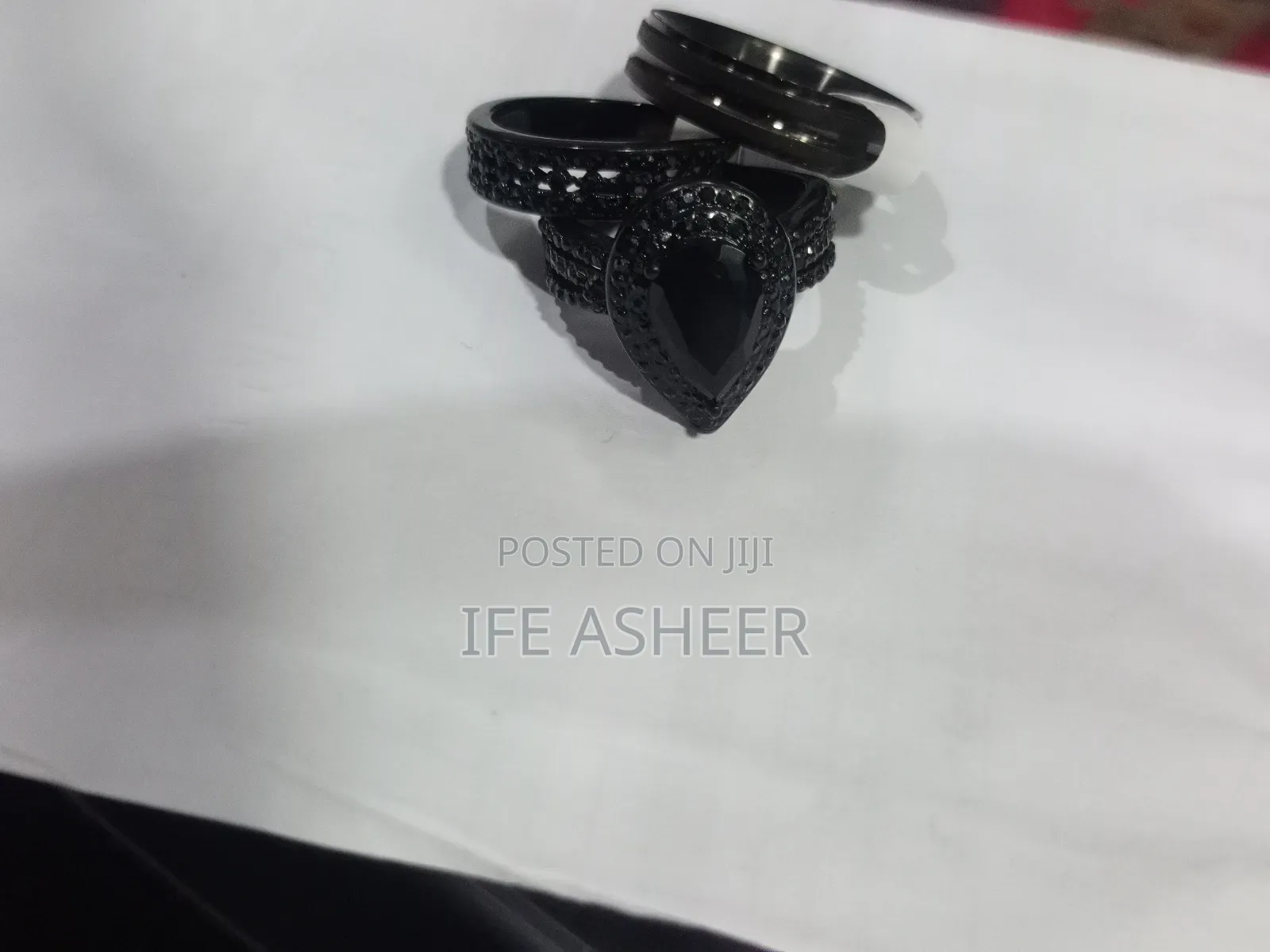 Couples Set Of Black Wedding Ring Blk001